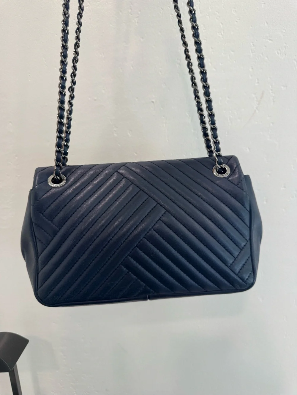 CHANEL CC crossing flap bag Chevron Quilted Lambskin